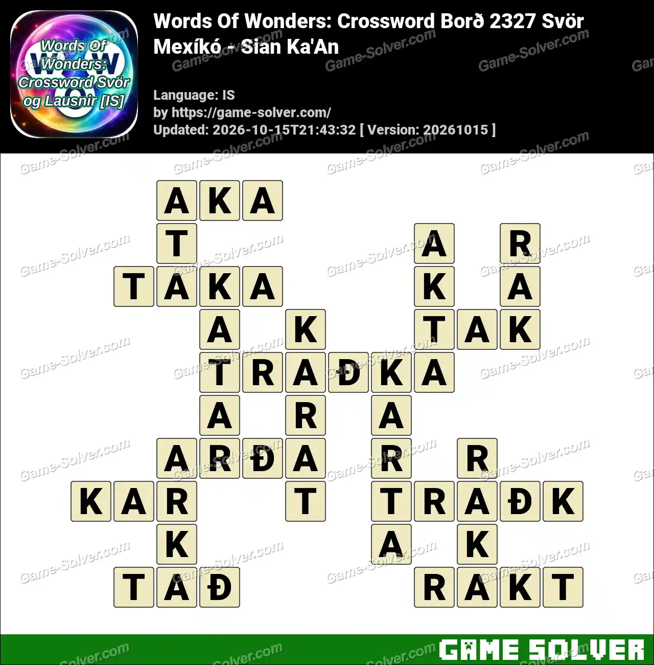 Words Of Wonders: Crossword Borð 2327 Svör – Mexíkó – Sian Ka’An